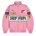 F1 Pink Ferrari Embroidered Vintage Racing Jacket